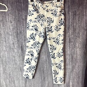 GAP Cream and Blue Floral Skinny Pants
